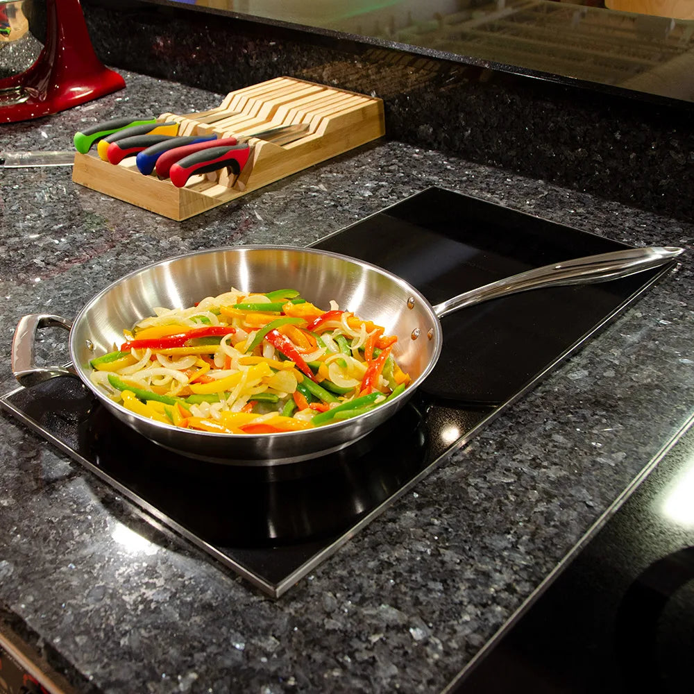 Solutions Kitchen 12 1/2" Stainless Steel Frying Pan w/ Solid Metal Handle